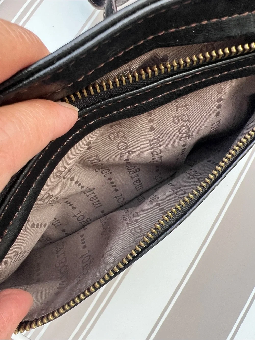 Marisol Black Leather Zip-Front Crossbody Bag